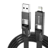 4-in-1 kabelis BlitzWolf BW-HDC7 — USB-C, Lightning, USB-A, Micro-USB 1,2 m 240 W melns