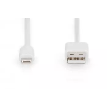 DIGITUS - Lightning kabelis - Lightning (vīr.) uz USB (vīr.) - 1,0 m - dubultā izolācija - balts - veidots - Apple iPad/iPhone/iPod (Lightning) (DB-600106-010-W)