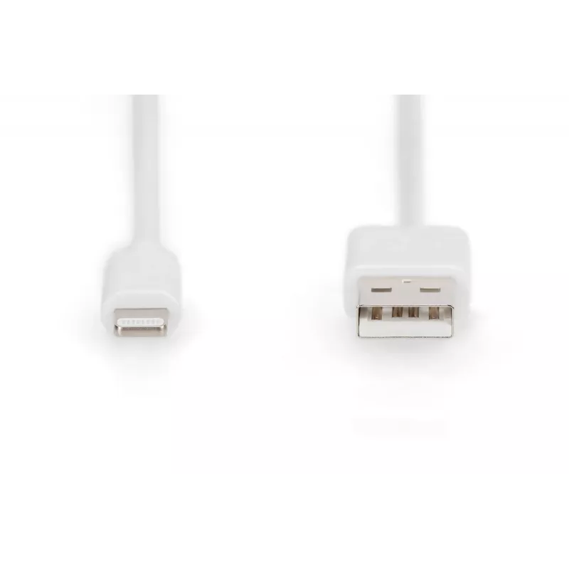 DIGITUS - Lightning kabelis - Lightning (vīr.) uz USB (vīr.) - 1,0 m - dubultā izolācija - balts - veidots - Apple iPad/iPhone/iPod (Lightning) (DB-600106-010-W)
