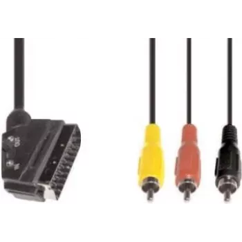 Video kabeļa adapteris e+p VC 119 1,5 m SCART (21 kontaktu) 3 x RCA melns