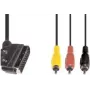 Video kabeļa adapteris e+p VC 119 1,5 m SCART (21 kontaktu) 3 x RCA melns