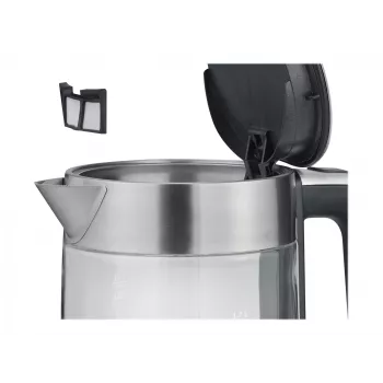 Elektriskā tējkanna Severin 1,7 l 2200 W melna, nerūsējošais tērauds, caurspīdīga