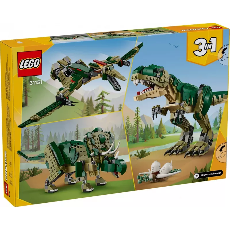 LEGO Creator 3-in-1 T.Rex būvējams modeļa komplekts, 626 gab., 150 mm augstums, vecums 9+