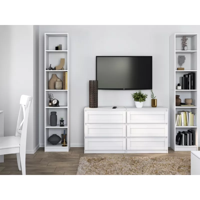 top e shop W40 PAFOS BIA vitrīnas skapis — balta skaidu plātne, 290×400×2000 mm