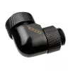 Alphacool Eiszapfen 13mm HardTube ieskrūvējams savienotājs 90° grozāms G1/4 - leņķa kompresijas savienotājs šķidrās dzesēšanas sistēmai - dziļi melns