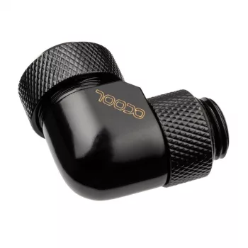 Alphacool Eiszapfen 13mm HardTube ieskrūvējams savienotājs 90° grozāms G1/4 - leņķa kompresijas savienotājs šķidrās dzesēšanas sistēmai - dziļi melns