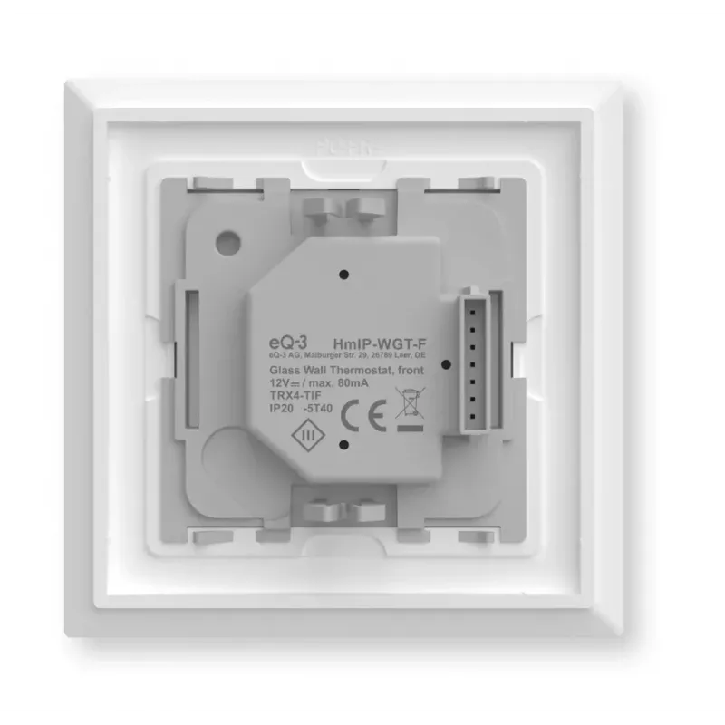 Stikla sienas termostats Homematic IP modelis 161458A0 — digitāls, balts, 230 V, IP20