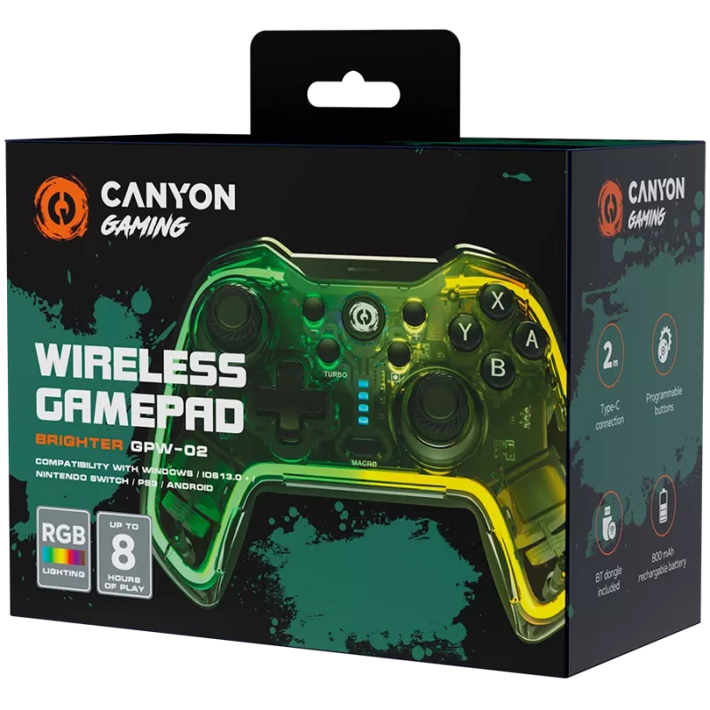 CANYON spēļu kontrolieris Brighter GPW-02 BT+Dongle Wireless Crystal