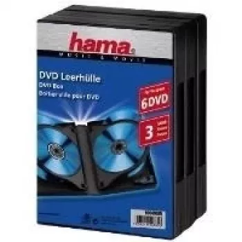 Hama DVD Box 6, melns, iepakojumā 3 gabali, 6 diski