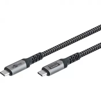 Goobay USB C kabelis ar pīto apvalku, USB4, 240 W, 40 Gbit/s, Power Delivery, 1,5 m (1,50 m, USB 4.0, 240 W), USB kabelis