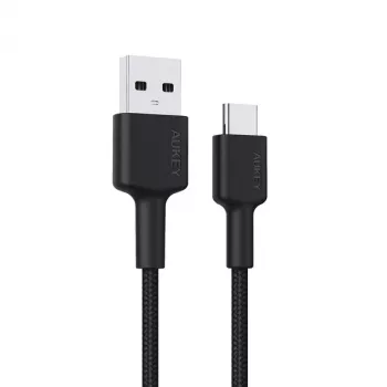 USB A uz USB-C kabelis AUKEY CB-CD30 0,9 m — melns, pīts, USB PD 3.0, 0,48 Gbit/s