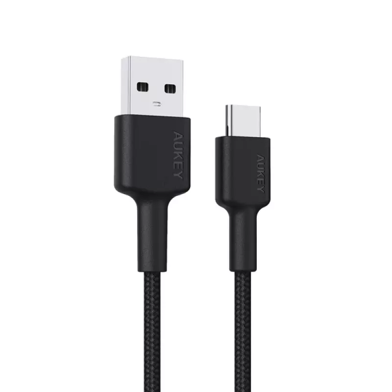 USB A uz USB-C kabelis AUKEY CB-CD30 0,9 m — melns, pīts, USB PD 3.0, 0,48 Gbit/s