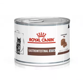 Royal Canin Gastrointestinal Kitten mitrā kaķu barība 145 g putnu gaļas, 195 g bundža, gremošanas atbalsts