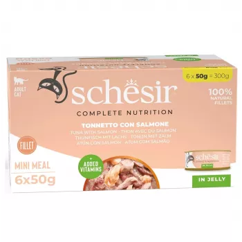 SCHESIR tunzivis ar lasi želejā - mitrā kaķu barība - 6x50g