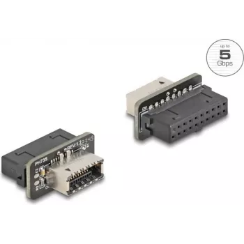 DeLOCK 67238 kabeļa dzimuma pārveidotājs 20 kontaktu USB USB Type-E Melns Nerūsējošais tērauds