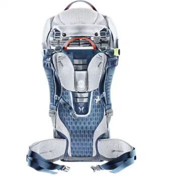 Bērnu pārnēsājamā mugursoma DEUTER Kid Comfort Active — zila, poliamīds, līdz 22 kg, saulessargs, kāju balsts, VariQuick, Lite Air