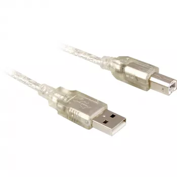 Delock 82057 USB 2.0 kabelis A tipa spraudnis – B tipa spraudnis, 0,5 m, caurspīdīgs