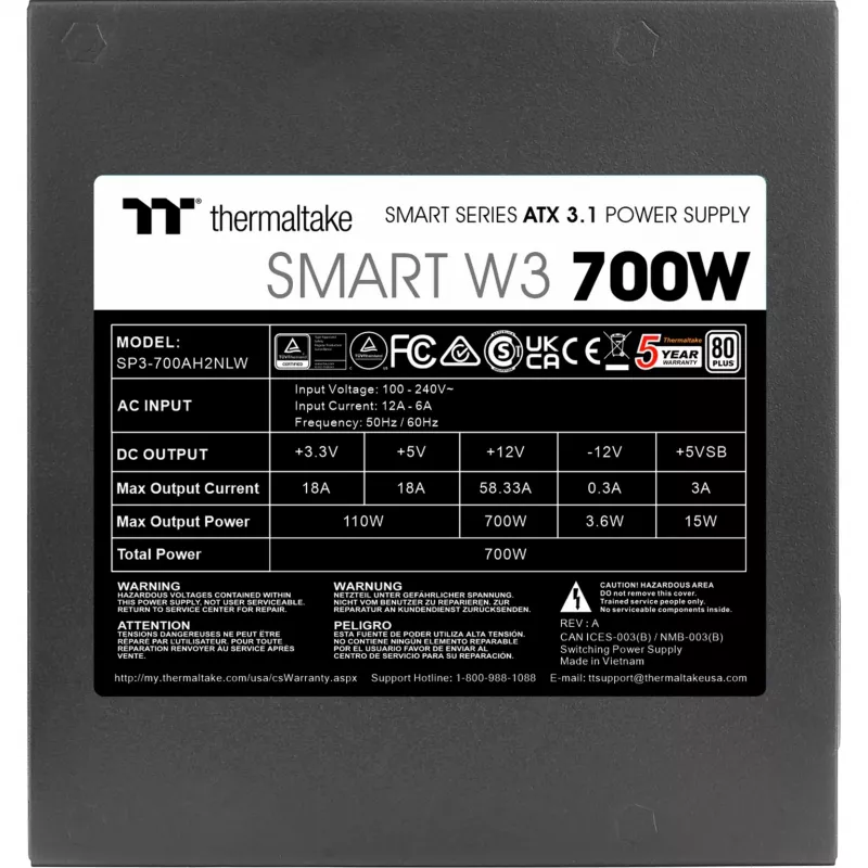 Barošanas bloks Thermaltake Smart W3 700 W