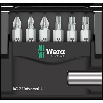 Wera uzgaļu komplekts 7-daļīgs Bit-Check 7 Universal 4 05135810001 Phillips, Pozidriv, iekšējais Torx (05135810001)