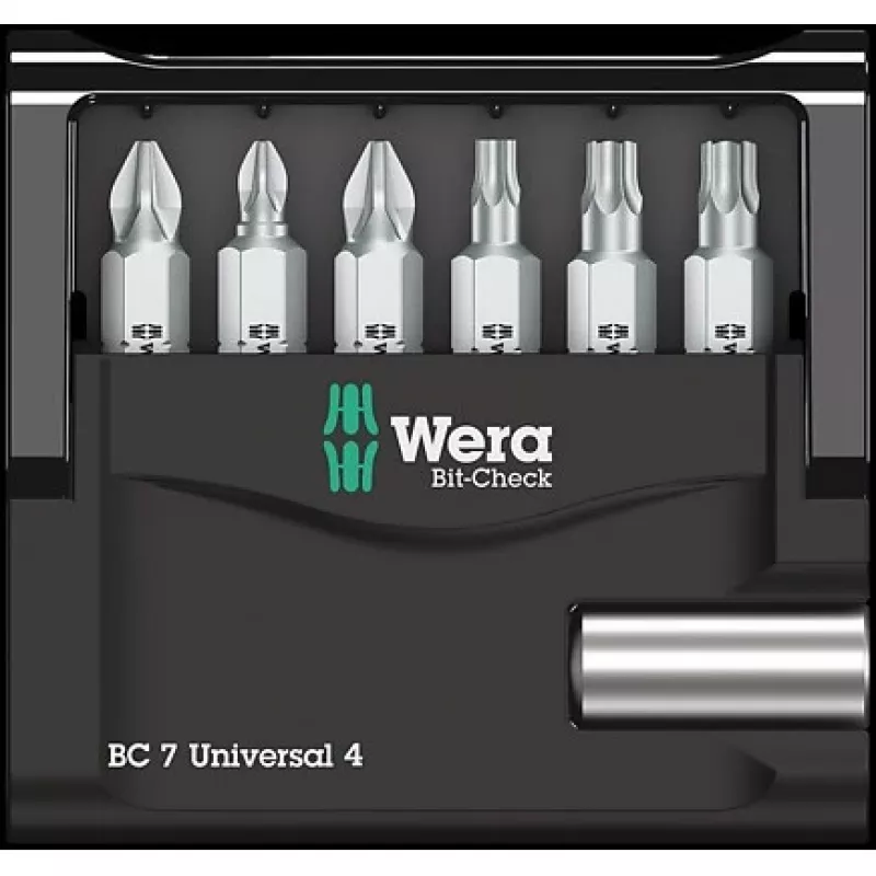 Wera uzgaļu komplekts 7-daļīgs Bit-Check 7 Universal 4 05135810001 Phillips, Pozidriv, iekšējais Torx (05135810001)