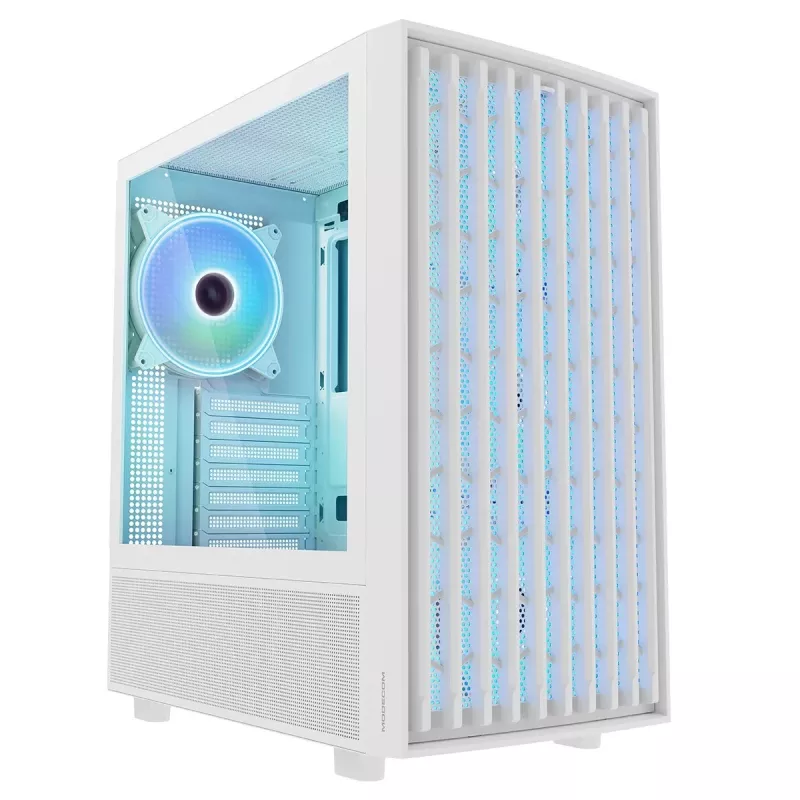 PC case MODECOM BREEZE ARGB Flow MIDI Melns — ATX, 3x140mm front + 1x140mm rear, tempered glass, USB-C