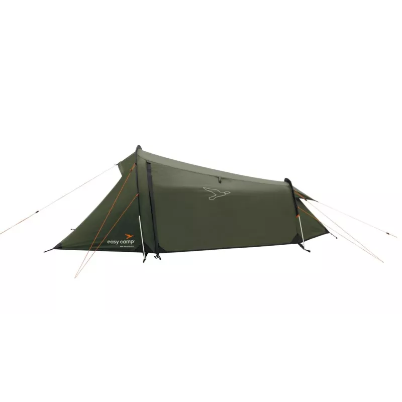 Tuneļa telts easy camp Sarek 1 (tumši zaļa/oranža, 2025) — vienvietīga, tuneļveida dizains