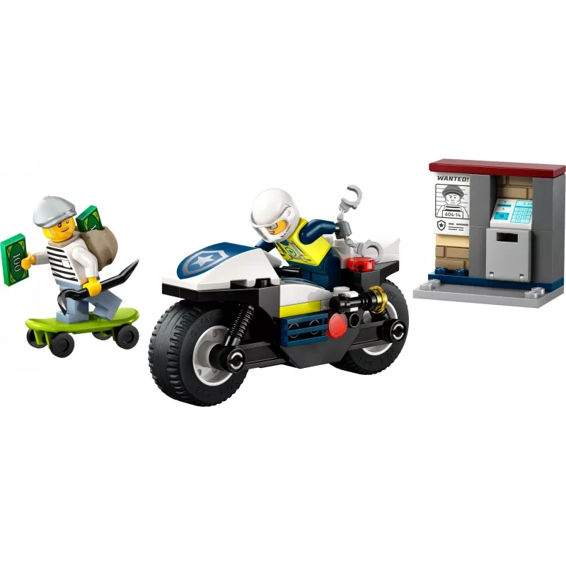 LEGO City Policijas motocikla pakaļdzīšanās komplekts 60455 — 65 detaļas, 2 minifigūras, vecumam 4+