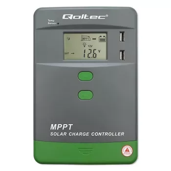 MPPT Saules enerģijas uzlādes kontrolieris QOLTEC 53662 ar temperatūras sensoru