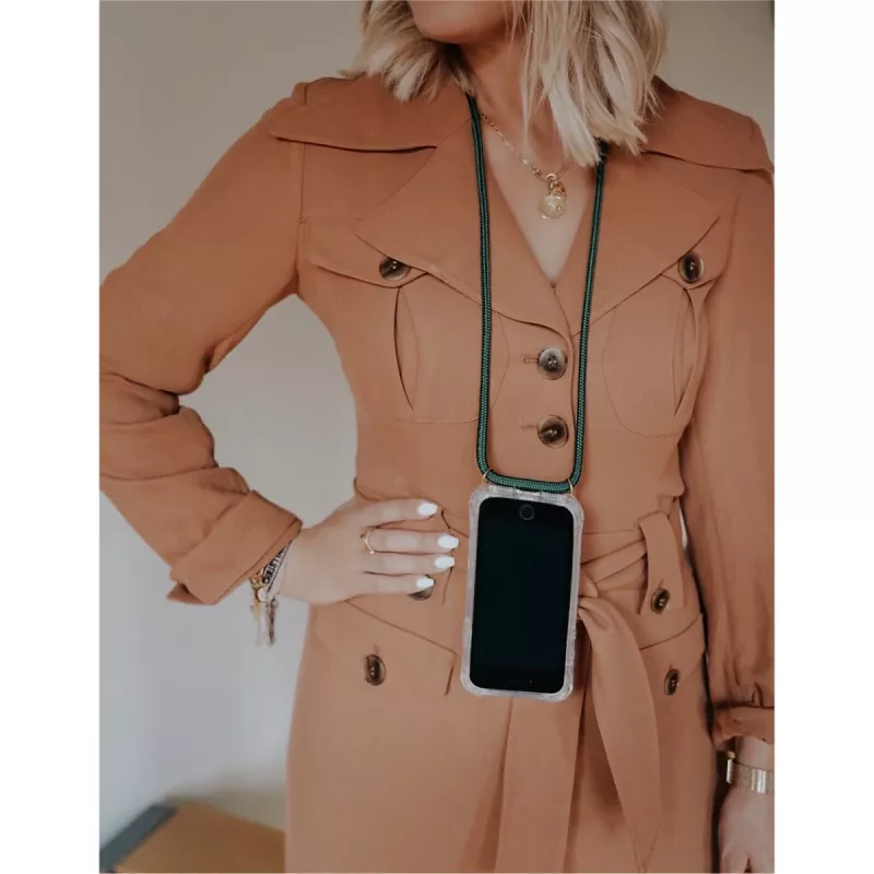 Telefona kulona maciņš Lookabe iPhone X / Xs — zelta krāsā ar zaļu siksniņu