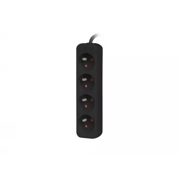 Strāvas pagarinātājs Lanberg PS0-04E-0100-IEC-BK 1m 4 maiņstrāvas rozetes Iekštelpām Melns