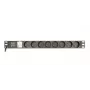 Strāvas sadales bloks Gembird EG-PDU-014-FC14, 8 maiņstrāvas rozetes, C14 ieeja, 3 m kabelis, 1U alumīnija korpuss, 10 A, 3680 W