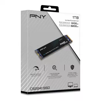 SSD PNY CS2241 M.2 NVMe PCIe 4.0 1TB — lasīšana 5100 MB/s, rakstīšana 3200 MB/s