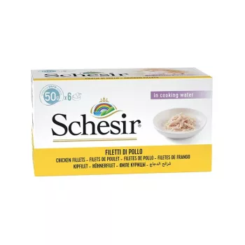 SCHESIR Vistas filejas gabaliņi buljonā - mitrā kaķu barība - 6x50g