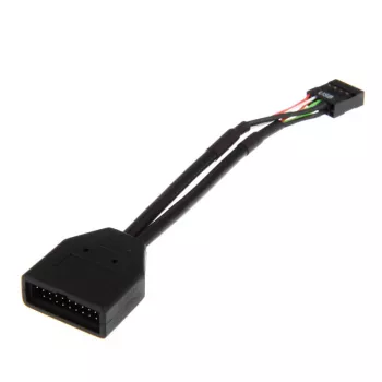 USB 19-pin uz USB 9-pin adaptera kabelis 0.15 m, melns, No name ZUUS-173