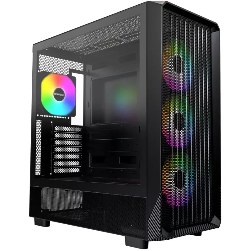 PC korpuss Montech X5 Midi Tower Melns ATX 3x140mm ventilatori