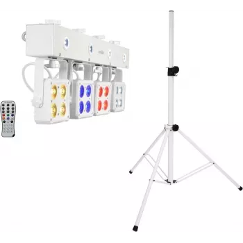 Skatuves LED gaismu komplekts EUROLITE KLS-180 balts ar BS-2 skaļruņu statīviem, baltiem