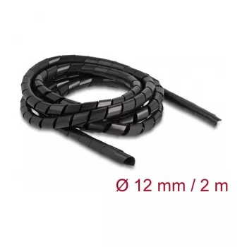 DeLOCK spirālveida šļūtene elastīga 2 m x 12 mm melna polietilēns