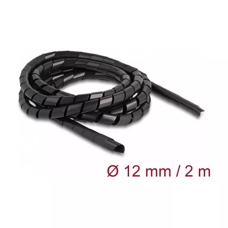 DeLOCK spirālveida šļūtene elastīga 2 m x 12 mm melna polietilēns