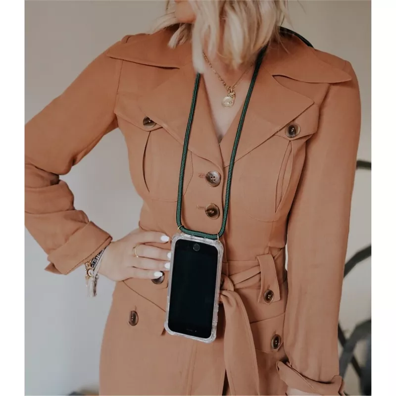 Telefona kaklarota Lookabe loo014 iPhone XR – zeltaini zaļa aizsargmaciņa ar siksniņu