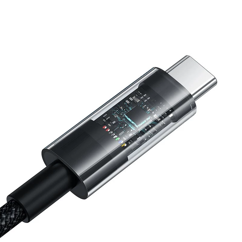 USB A uz USB C kabelis Baseus Gem 1m 100W ātra uzlāde, neilona apvalks, melns