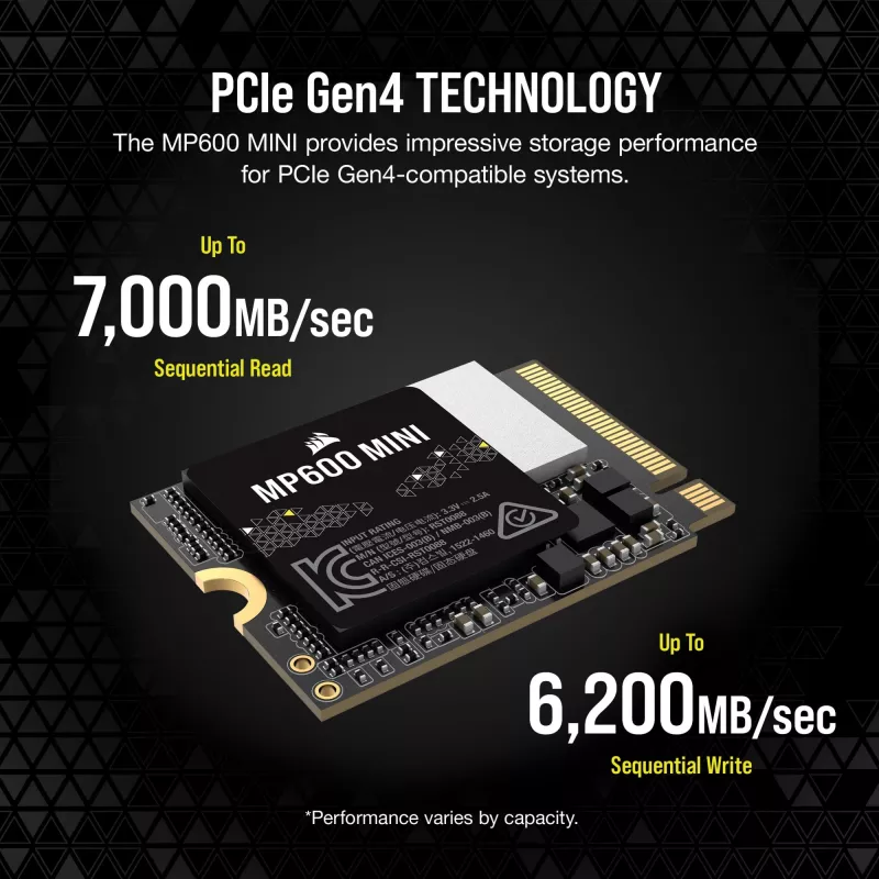 Corsair MP600 Mini - SSD - 2 TB - iekšējs - M.2 2230 - PCIe 4.0 x4 (NVMe)