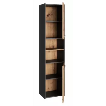 Vannas istabas glabāšanas skapis top e shop S40 ANTRACYT/ARTISAN, brīvstāvošs, 400×300×1700 mm, 6 plaukti, 2 durvis