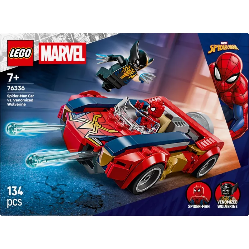 LEGO MARVEL 76336 Zirnekļcilvēka mašīna pret Venomizēto Vilknadzi