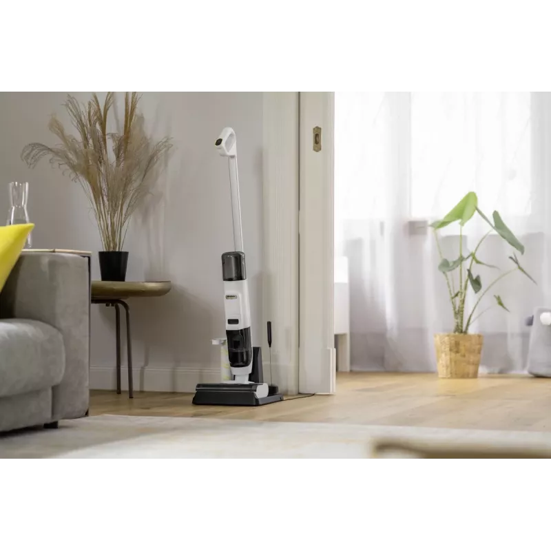 Grīdas mazgāšanas putekļsūcējs Karcher FCV2 Natural N 1.056-101.0 — akumulators 21,6 V, darbības laiks 25 min, 160 W, sausā un slapjā tīrīšana, bez maisiņa, LED displejs