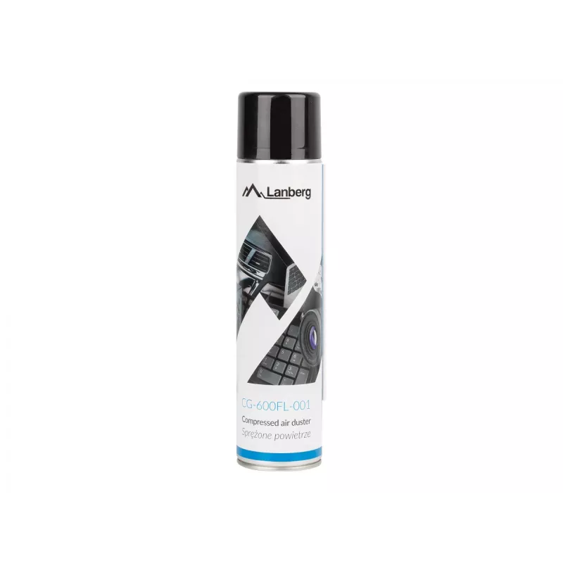 Saspiesta gaisa putekļu pūtējs LANBERG CG-600FL-001 — 600 ml, datoru tīrīšanai, melns/zils/baltss
