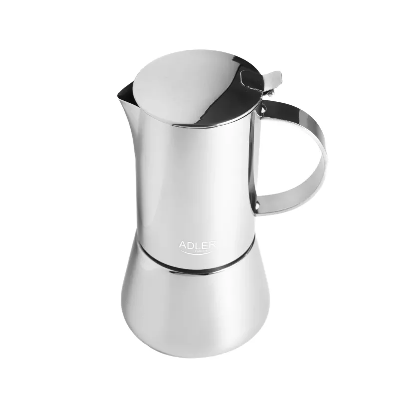 Espresso kafijas automāts Adler AD 4419 — nerūsējošā tērauda korpuss, kompakts izmērs