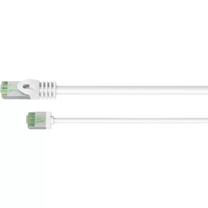 Īpaši elastīgs Cat.8.1 plākšņu kabelis, plāns, U/FTP (balts, 5 metri, īpaši īss spraudnis)