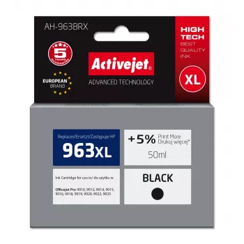 Activejet AH-963BRX tintes kasetne (aizstāj HP 963XL 3JA30AE; Premium; 2100 lapas; 50 ml, melna)