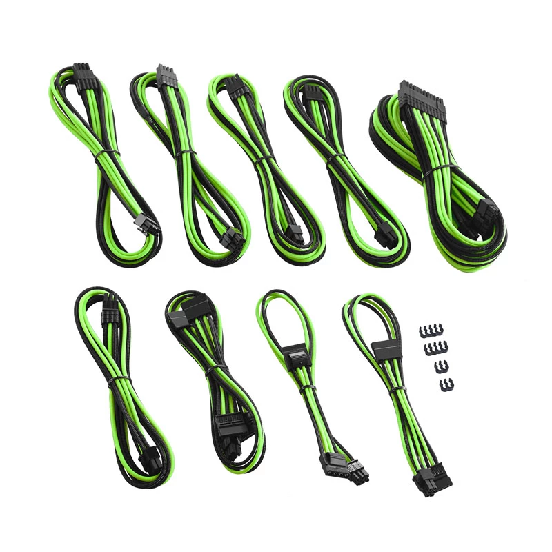 CableMod C-Series PRO ModMesh kabeļu komplekts Corsair AXi/HXi/RM (dzeltenā etiķete) - melns/gaiši zaļš
