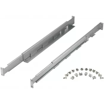 Plaukta sliežu komplekts PowerWalker 10120531 — sudraba krāsa, platums 550 mm, augstums 140 mm, dziļums 70 mm, atbalsta plaukta dziļumu 78–120 cm, svars 3,1 kg